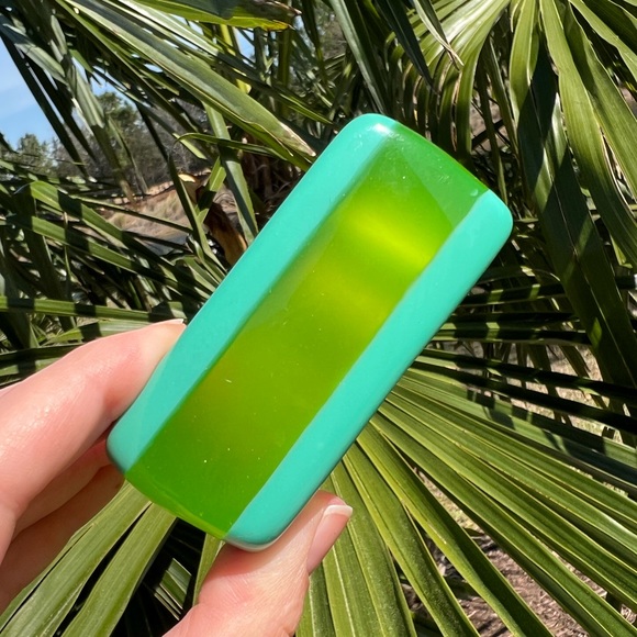 Layered bangle bracelet 70s 80s 90s perspex jewelry Tiffany blue green retro Y2K - Picture 11 of 13